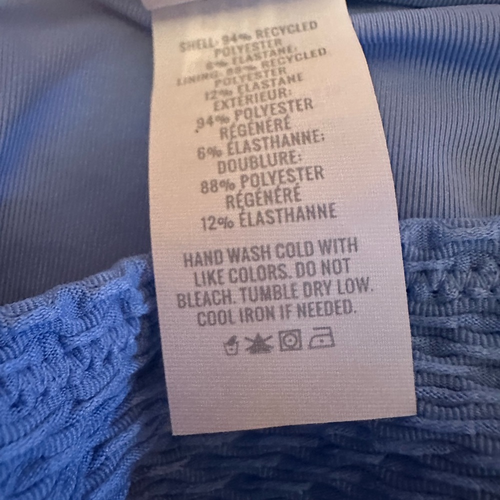 Aerie Textured High Waisted Full Coverage Bikini Top Size‎ Large Blue NWT - Picture 6 of 9